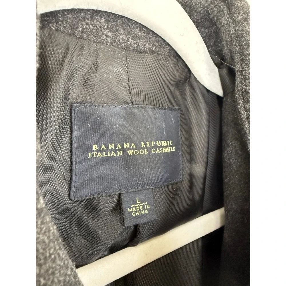 VINTAGE Banana Republic Italian Wool Cashmere Coat Men L Charcoal Car MINIMALIST